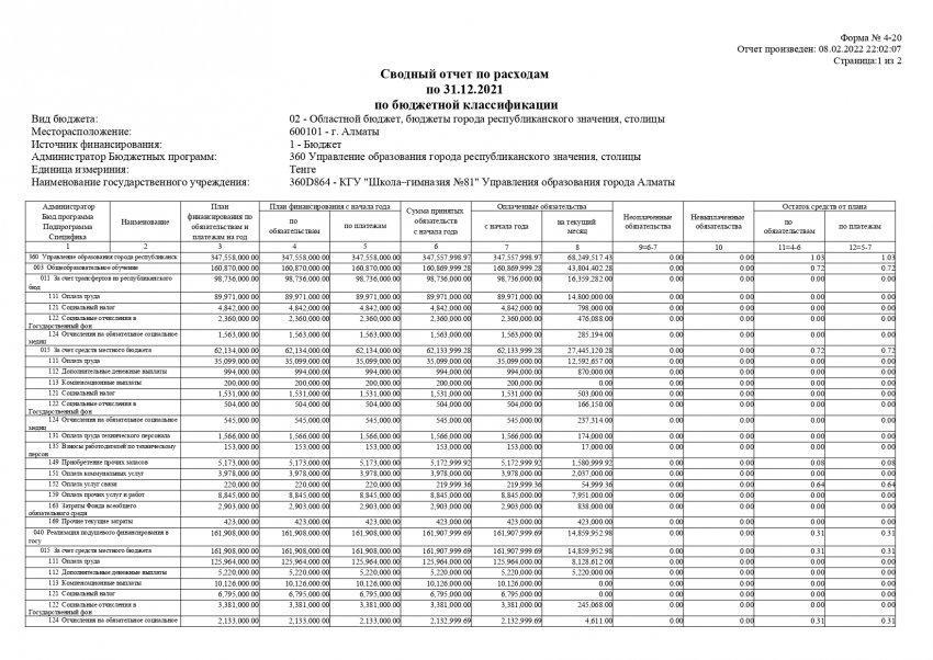 Сводный отчет по расходам по 31.12.2021 по бюджетной классификации